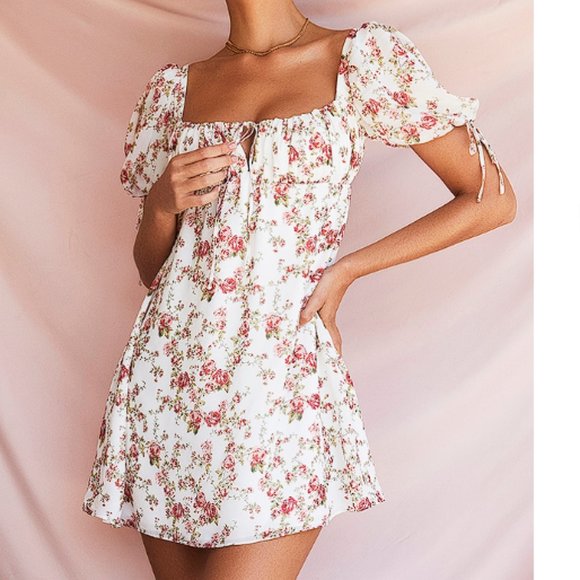 HOUSE OF CB 'Princess' Rose Print Mini Dress NWOT - Picture 2 of 8